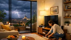 Temporale in arrivo? Ecco cosa scollegare subito per proteggere TV, modem e console