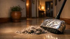Il trucco della scopa con carta di alluminio per raccogliere polvere e capelli senza stress